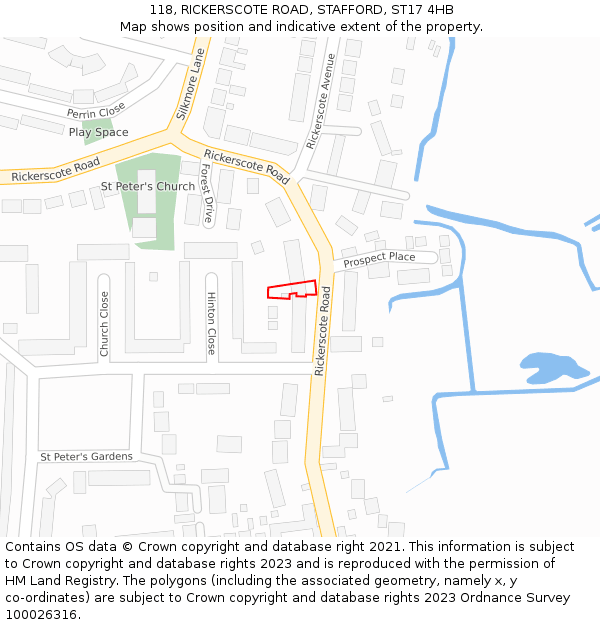 118, RICKERSCOTE ROAD, STAFFORD, ST17 4HB: Location map and indicative extent of plot