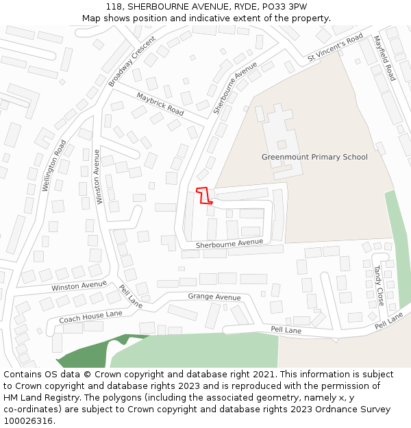 118, SHERBOURNE AVENUE, RYDE, PO33 3PW: Location map and indicative extent of plot