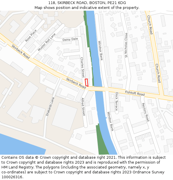 118, SKIRBECK ROAD, BOSTON, PE21 6DG: Location map and indicative extent of plot