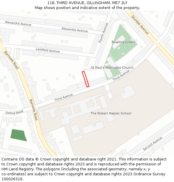 118, THIRD AVENUE, GILLINGHAM, ME7 2LY: Location map and indicative extent of plot