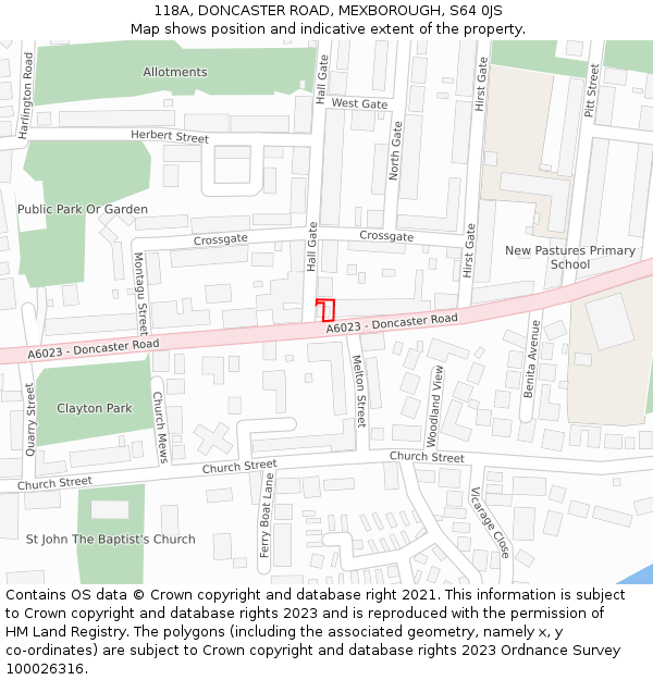 118A, DONCASTER ROAD, MEXBOROUGH, S64 0JS: Location map and indicative extent of plot