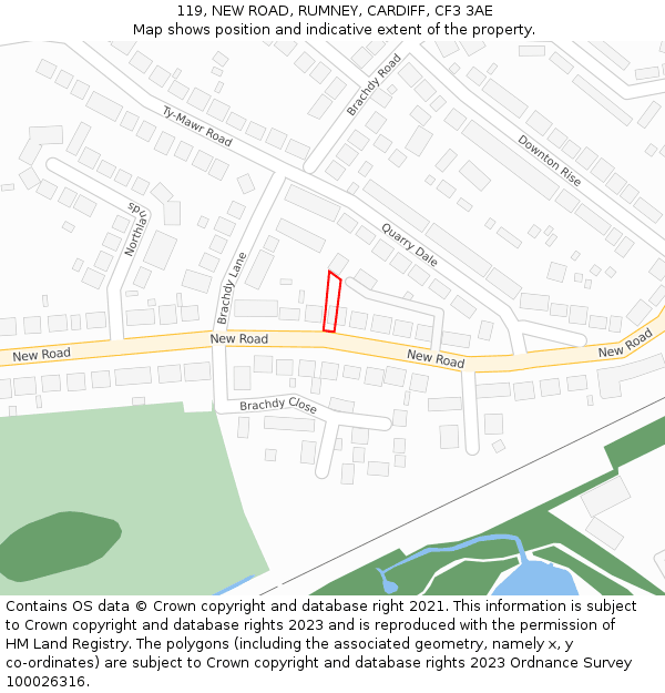 119, NEW ROAD, RUMNEY, CARDIFF, CF3 3AE: Location map and indicative extent of plot