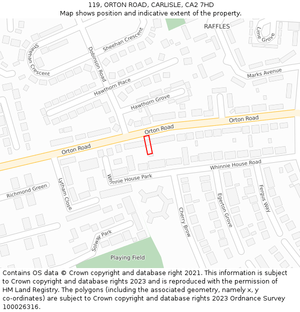 119, ORTON ROAD, CARLISLE, CA2 7HD: Location map and indicative extent of plot