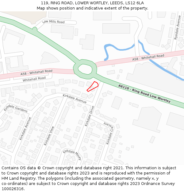 119, RING ROAD, LOWER WORTLEY, LEEDS, LS12 6LA: Location map and indicative extent of plot