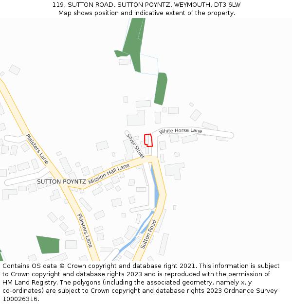 119, SUTTON ROAD, SUTTON POYNTZ, WEYMOUTH, DT3 6LW: Location map and indicative extent of plot