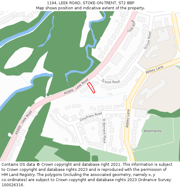 1194, LEEK ROAD, STOKE-ON-TRENT, ST2 8BP: Location map and indicative extent of plot