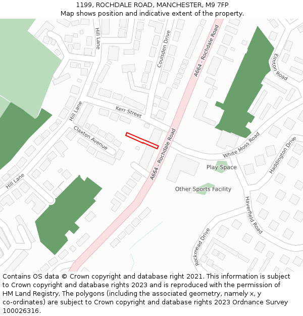 1199, ROCHDALE ROAD, MANCHESTER, M9 7FP: Location map and indicative extent of plot