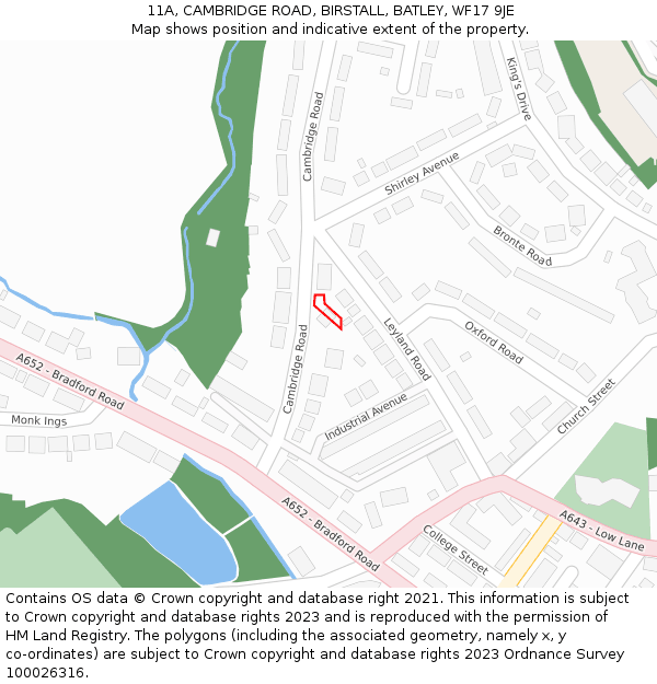 11A, CAMBRIDGE ROAD, BIRSTALL, BATLEY, WF17 9JE: Location map and indicative extent of plot