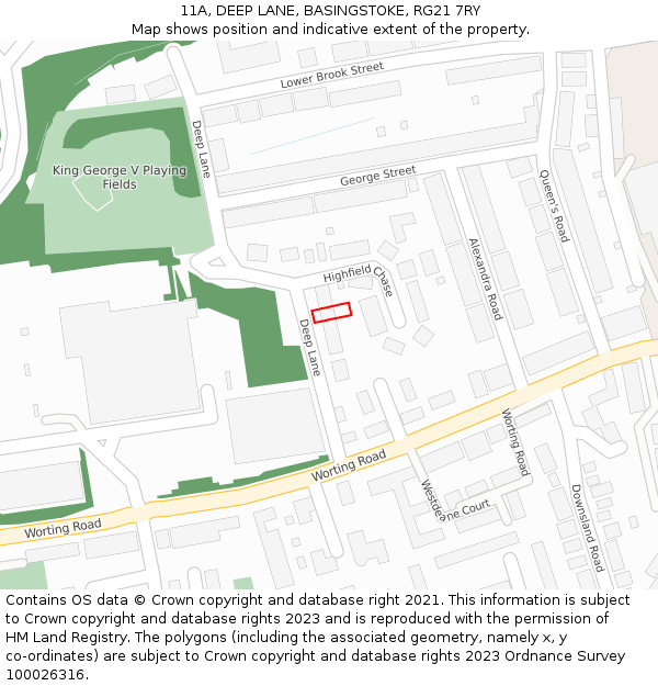 11A, DEEP LANE, BASINGSTOKE, RG21 7RY: Location map and indicative extent of plot