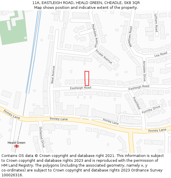 11A, EASTLEIGH ROAD, HEALD GREEN, CHEADLE, SK8 3QR: Location map and indicative extent of plot