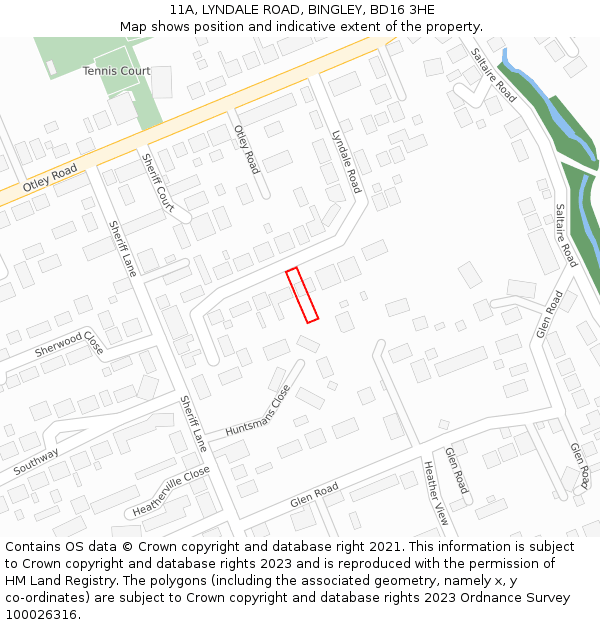11A, LYNDALE ROAD, BINGLEY, BD16 3HE: Location map and indicative extent of plot