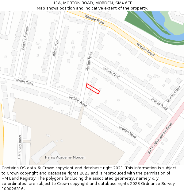 11A, MORTON ROAD, MORDEN, SM4 6EF: Location map and indicative extent of plot