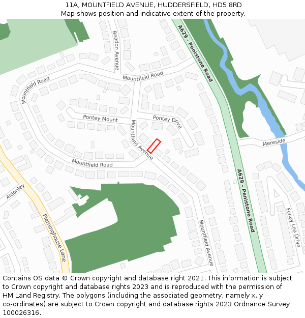 11A, MOUNTFIELD AVENUE, HUDDERSFIELD, HD5 8RD: Location map and indicative extent of plot