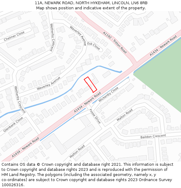 11A, NEWARK ROAD, NORTH HYKEHAM, LINCOLN, LN6 8RB: Location map and indicative extent of plot