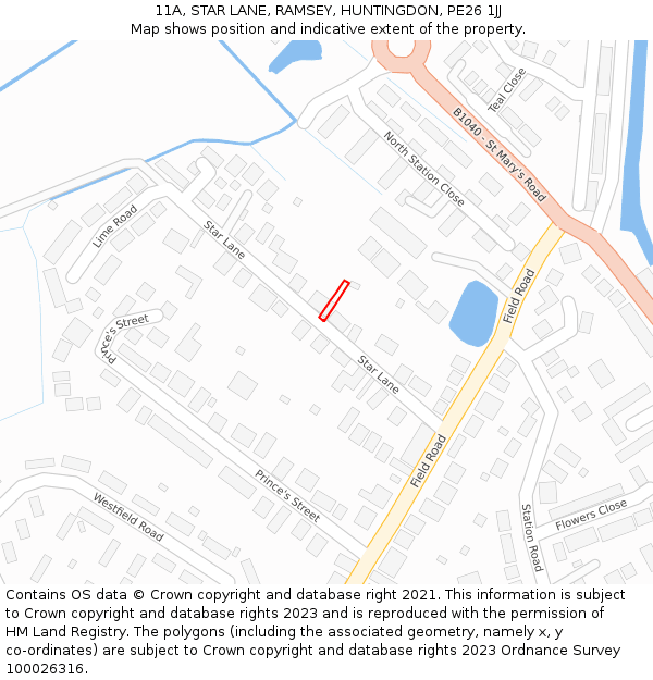 11A, STAR LANE, RAMSEY, HUNTINGDON, PE26 1JJ: Location map and indicative extent of plot