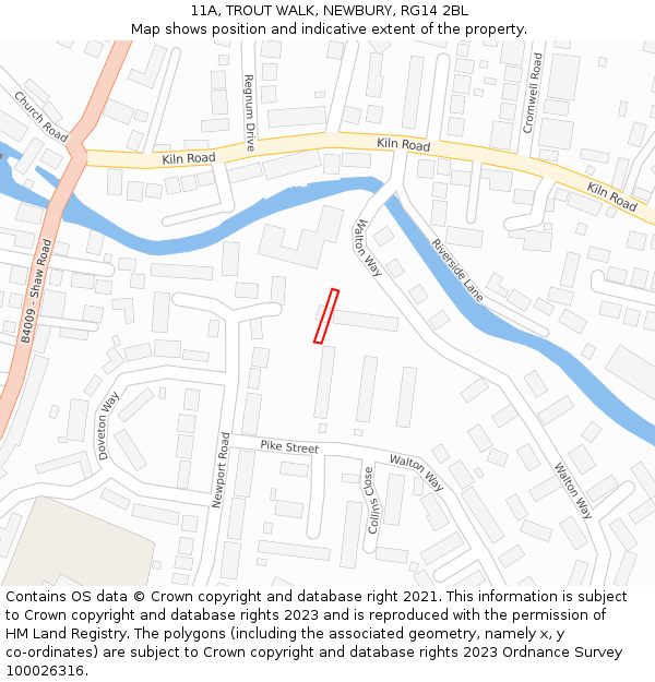 11A, TROUT WALK, NEWBURY, RG14 2BL: Location map and indicative extent of plot