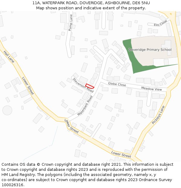 11A, WATERPARK ROAD, DOVERIDGE, ASHBOURNE, DE6 5NU: Location map and indicative extent of plot