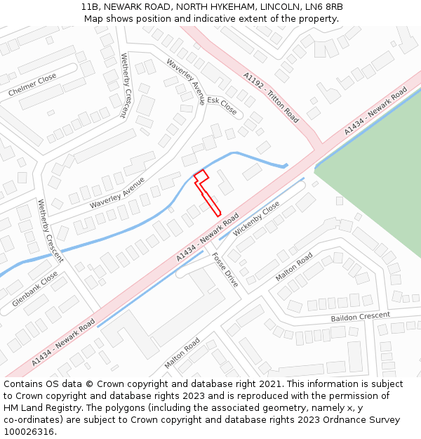 11B, NEWARK ROAD, NORTH HYKEHAM, LINCOLN, LN6 8RB: Location map and indicative extent of plot