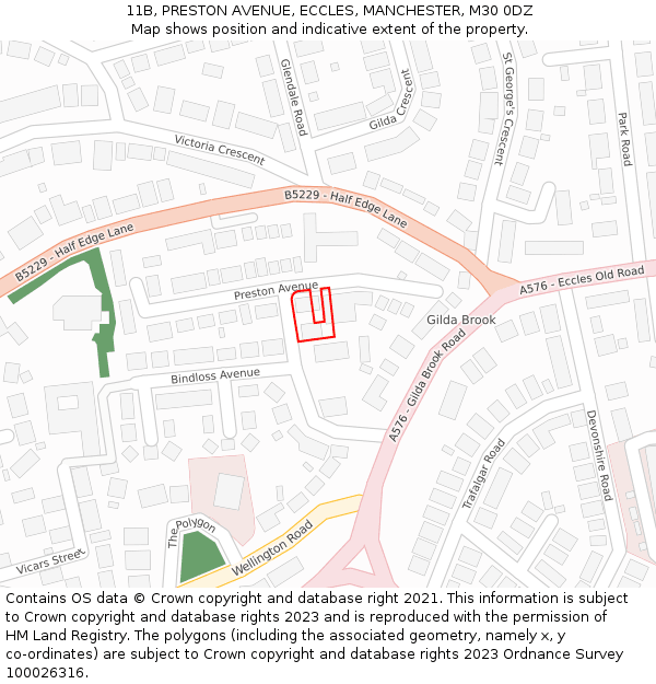 11B, PRESTON AVENUE, ECCLES, MANCHESTER, M30 0DZ: Location map and indicative extent of plot