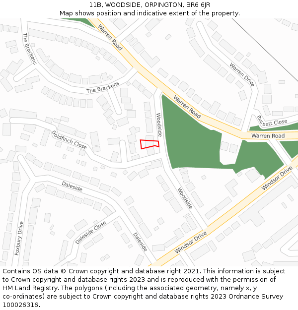 11B, WOODSIDE, ORPINGTON, BR6 6JR: Location map and indicative extent of plot