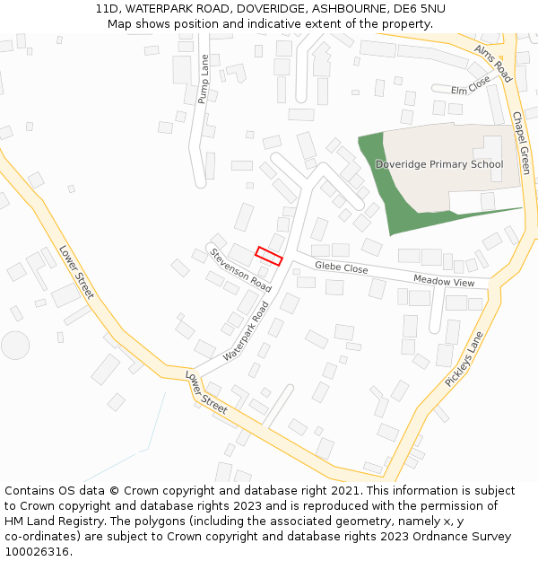 11D, WATERPARK ROAD, DOVERIDGE, ASHBOURNE, DE6 5NU: Location map and indicative extent of plot