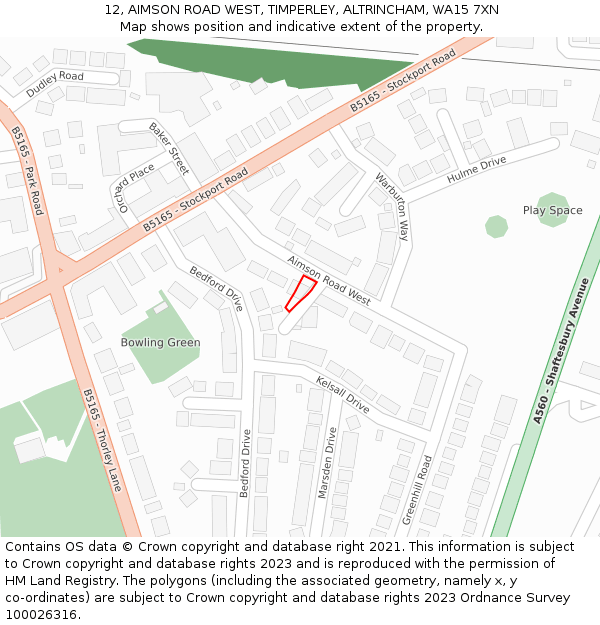 12, AIMSON ROAD WEST, TIMPERLEY, ALTRINCHAM, WA15 7XN: Location map and indicative extent of plot