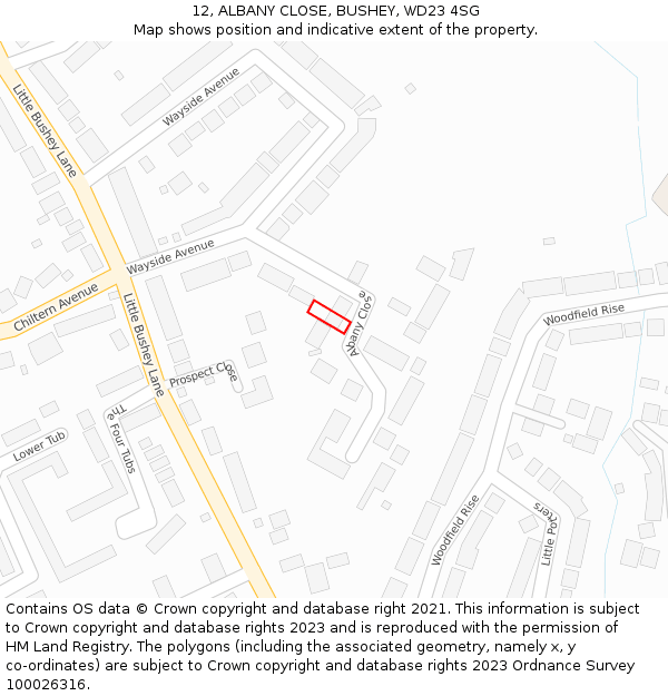 12, ALBANY CLOSE, BUSHEY, WD23 4SG: Location map and indicative extent of plot