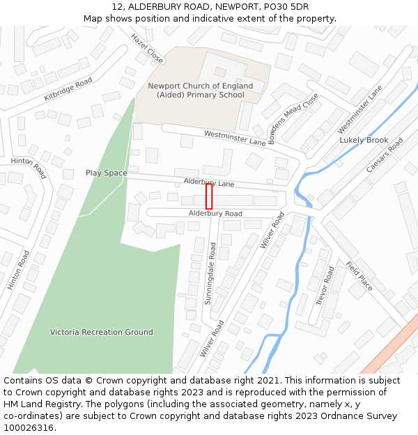 12, ALDERBURY ROAD, NEWPORT, PO30 5DR: Location map and indicative extent of plot