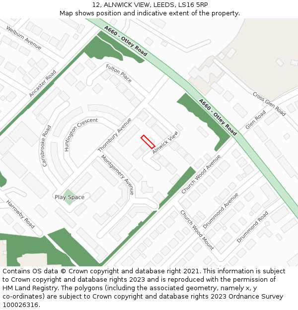 12, ALNWICK VIEW, LEEDS, LS16 5RP: Location map and indicative extent of plot