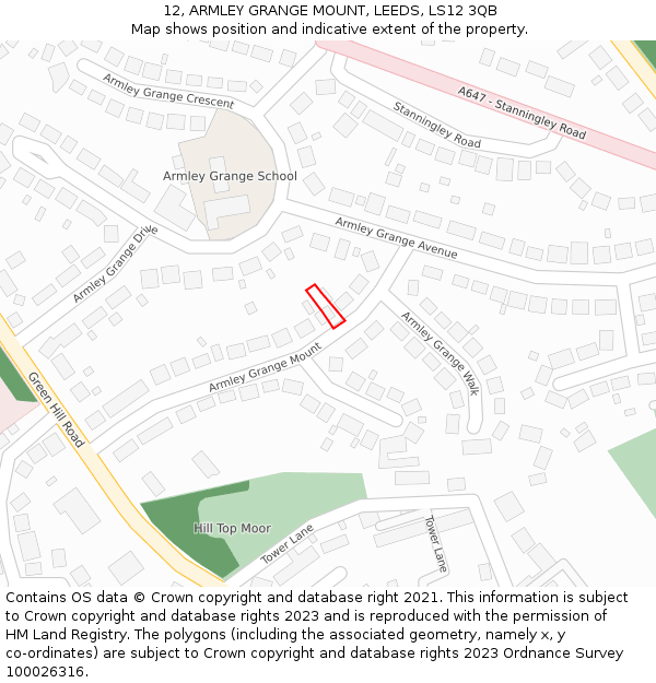 12, ARMLEY GRANGE MOUNT, LEEDS, LS12 3QB: Location map and indicative extent of plot