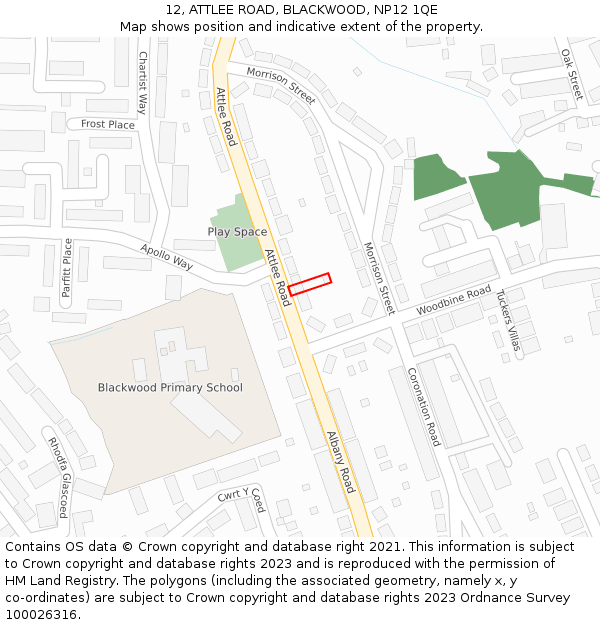 12, ATTLEE ROAD, BLACKWOOD, NP12 1QE: Location map and indicative extent of plot