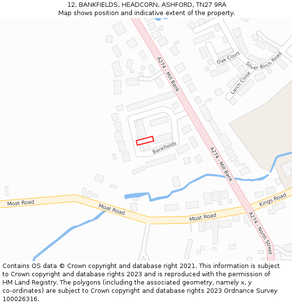 12, BANKFIELDS, HEADCORN, ASHFORD, TN27 9RA: Location map and indicative extent of plot