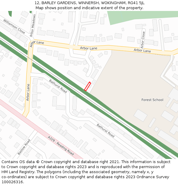 12, BARLEY GARDENS, WINNERSH, WOKINGHAM, RG41 5JL: Location map and indicative extent of plot