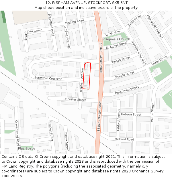 12, BISPHAM AVENUE, STOCKPORT, SK5 6NT: Location map and indicative extent of plot