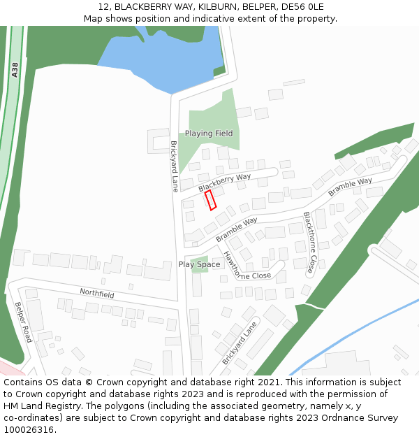 12, BLACKBERRY WAY, KILBURN, BELPER, DE56 0LE: Location map and indicative extent of plot
