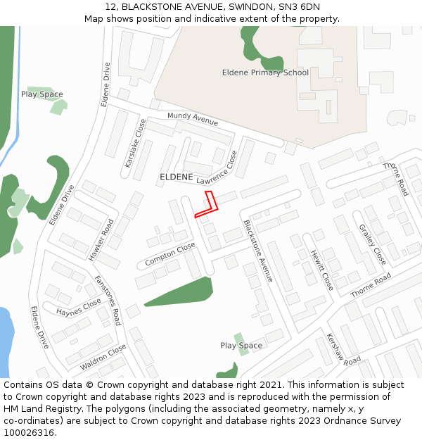 12, BLACKSTONE AVENUE, SWINDON, SN3 6DN: Location map and indicative extent of plot