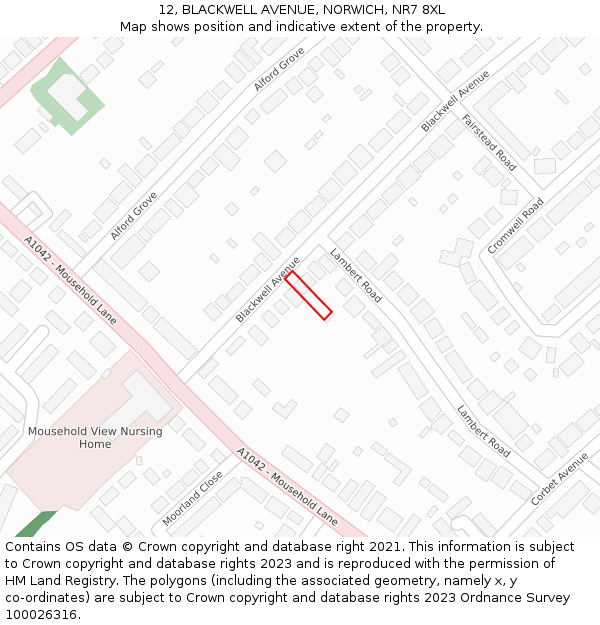12, BLACKWELL AVENUE, NORWICH, NR7 8XL: Location map and indicative extent of plot