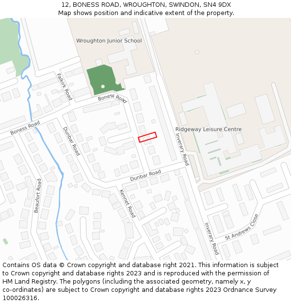 12, BONESS ROAD, WROUGHTON, SWINDON, SN4 9DX: Location map and indicative extent of plot