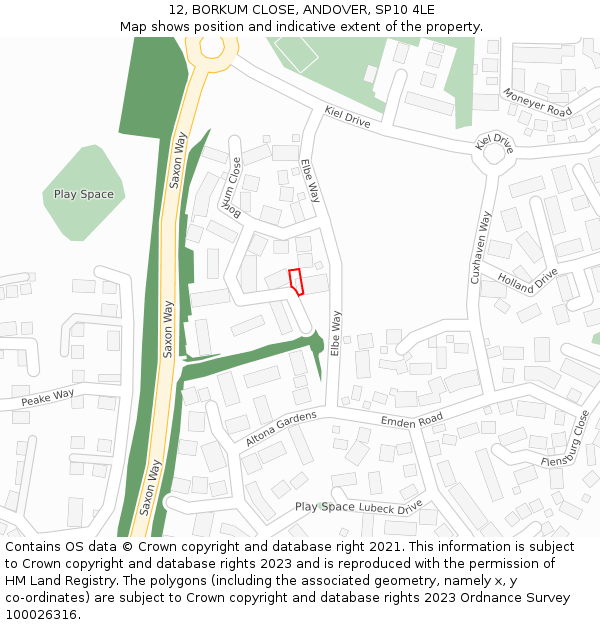 12, BORKUM CLOSE, ANDOVER, SP10 4LE: Location map and indicative extent of plot
