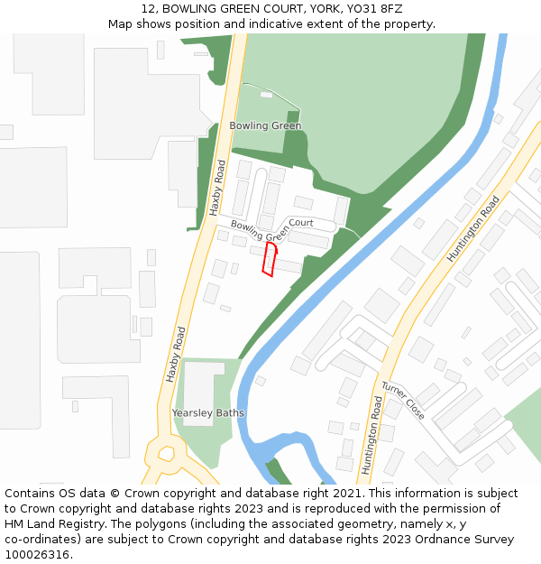 12, BOWLING GREEN COURT, YORK, YO31 8FZ: Location map and indicative extent of plot