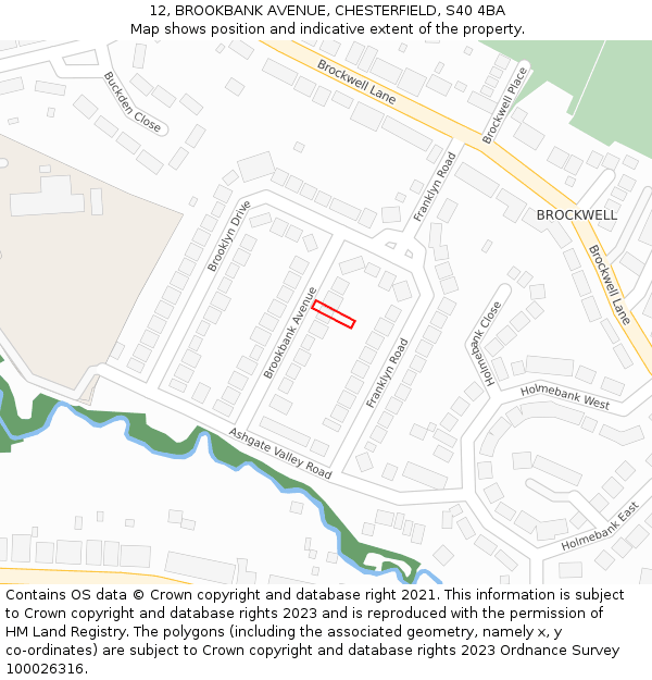 12, BROOKBANK AVENUE, CHESTERFIELD, S40 4BA: Location map and indicative extent of plot