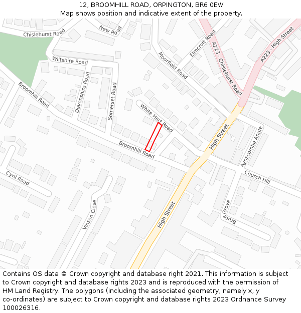 12, BROOMHILL ROAD, ORPINGTON, BR6 0EW: Location map and indicative extent of plot