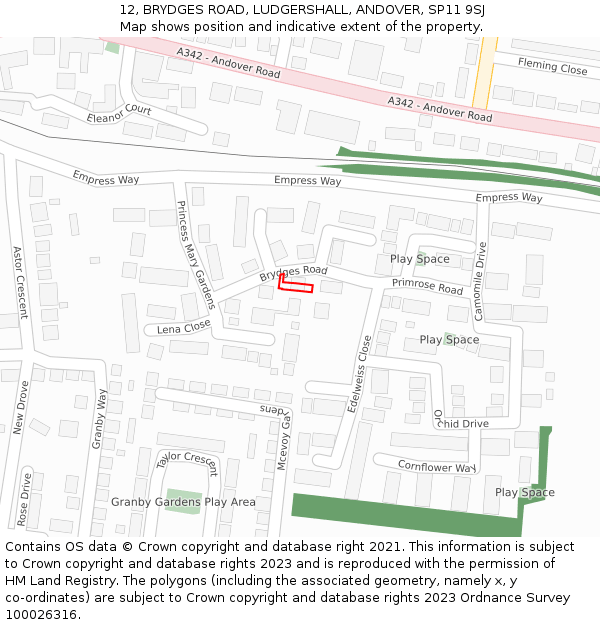 12, BRYDGES ROAD, LUDGERSHALL, ANDOVER, SP11 9SJ: Location map and indicative extent of plot