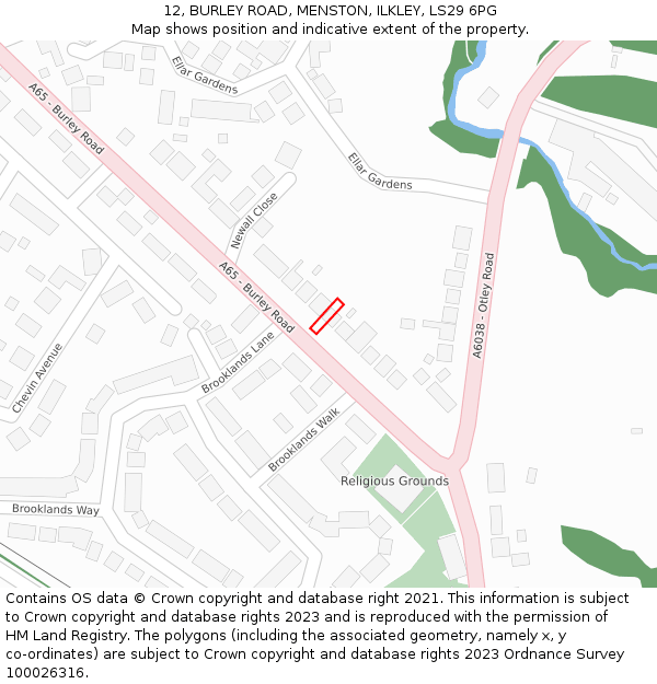 12, BURLEY ROAD, MENSTON, ILKLEY, LS29 6PG: Location map and indicative extent of plot