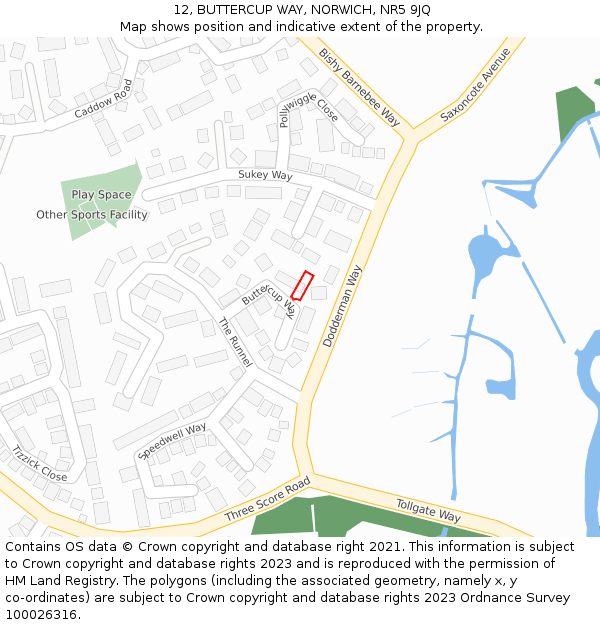 12, BUTTERCUP WAY, NORWICH, NR5 9JQ: Location map and indicative extent of plot