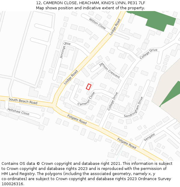 12, CAMERON CLOSE, HEACHAM, KING'S LYNN, PE31 7LF: Location map and indicative extent of plot