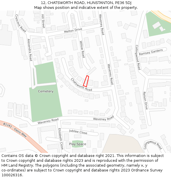 12, CHATSWORTH ROAD, HUNSTANTON, PE36 5DJ: Location map and indicative extent of plot