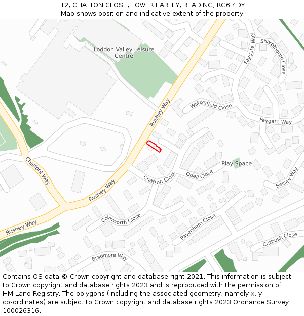 12, CHATTON CLOSE, LOWER EARLEY, READING, RG6 4DY: Location map and indicative extent of plot