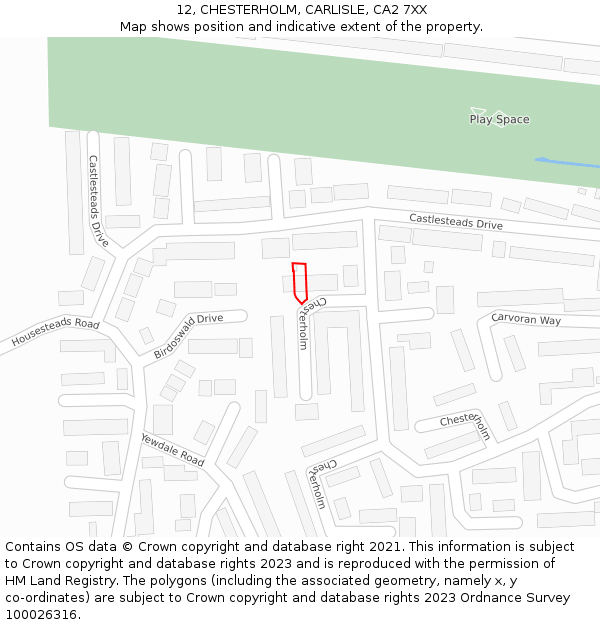 12, CHESTERHOLM, CARLISLE, CA2 7XX: Location map and indicative extent of plot
