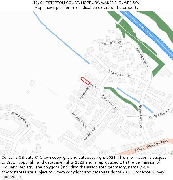 12, CHESTERTON COURT, HORBURY, WAKEFIELD, WF4 5QU: Location map and indicative extent of plot